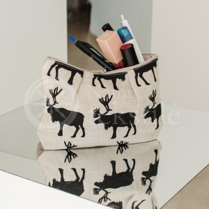 Colourful half-linen cosmetic bag "Moose"